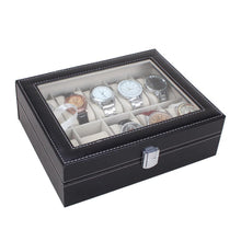 Leather 10 Slots Wrist Watch Box Storage