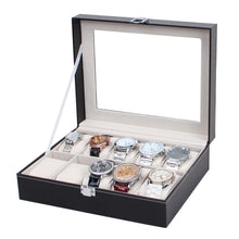 Leather 10 Slots Wrist Watch Box Storage