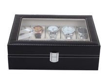 Leather 10 Slots Wrist Watch Box Storage