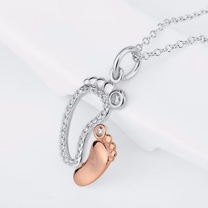 Mommy & Baby (925 Sterling Silver) Foot Pendant & Necklace