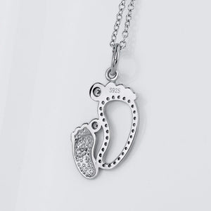 Mommy & Baby (925 Sterling Silver) Foot Pendant & Necklace