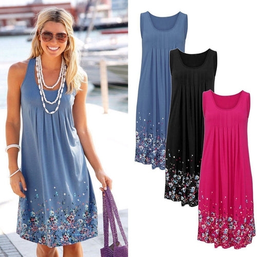 Flower Printing Dress Women O-Neck