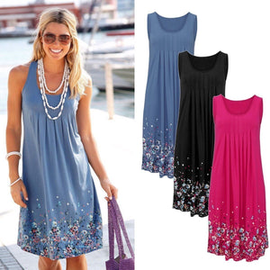 Flower Printing Dress Women O-Neck