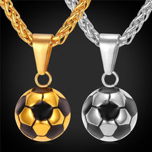 Football Soccer Pendant With Chain Stainless Steel
