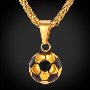Football Soccer Pendant With Chain Stainless Steel
