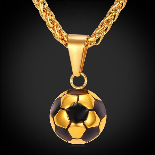 Football Soccer Pendant With Chain Stainless Steel