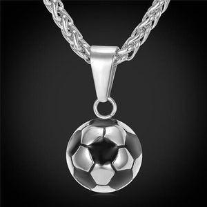 Football Soccer Pendant With Chain Stainless Steel