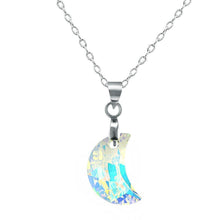 Crystal moon stone half moon necklace pendant