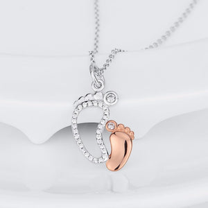 Mommy & Baby (925 Sterling Silver) Foot Pendant & Necklace